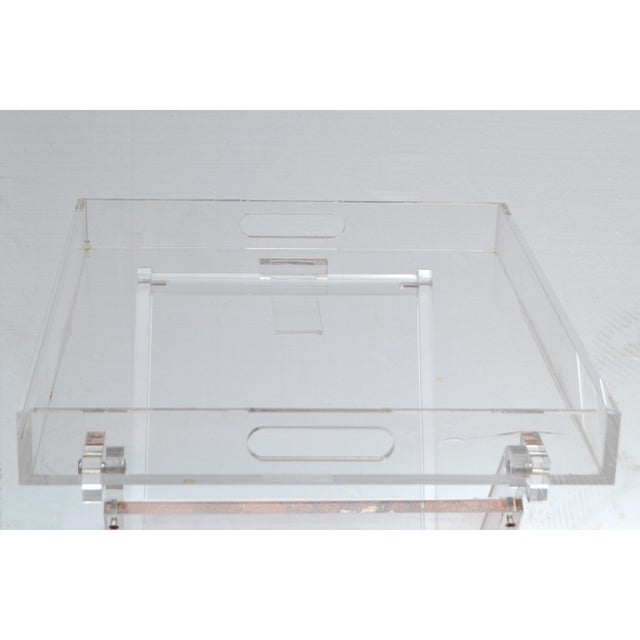 1980s Boho Chic Lucite Folding Tray Table X Stretchers Mid-Century Modern American For Sale In Miami - Image 6 of 18