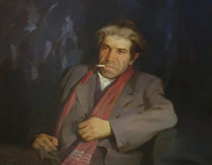 Large Male Portrait Oil Painting Original Ukrainian Artist Polyakov S. 70-90