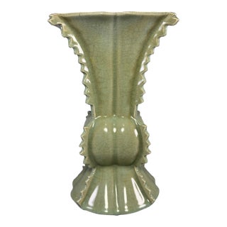 Antique Chinese Celadon Porcelain Archaic Gu‑Shape Vase For Sale