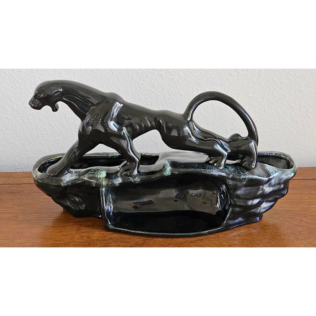 Vintage Black Panther Ceramic Tv Lamp Base Planter – Mid Century Modern Hollywood Regency Decor For Sale In Naples, FL - Image 6 of 13