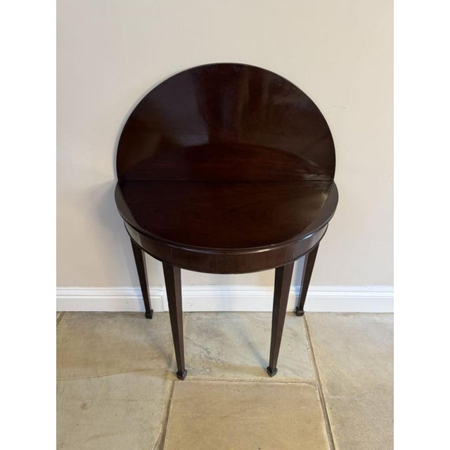 Antique George III Figured Mahogany Demi-Lune Shaped Tea Table, 1820s For Sale - Image 3 of 8