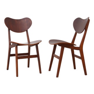 Modern Danish Oak and Teak Side Chairs, Denmark, 1960s, Set of 2 For Sale