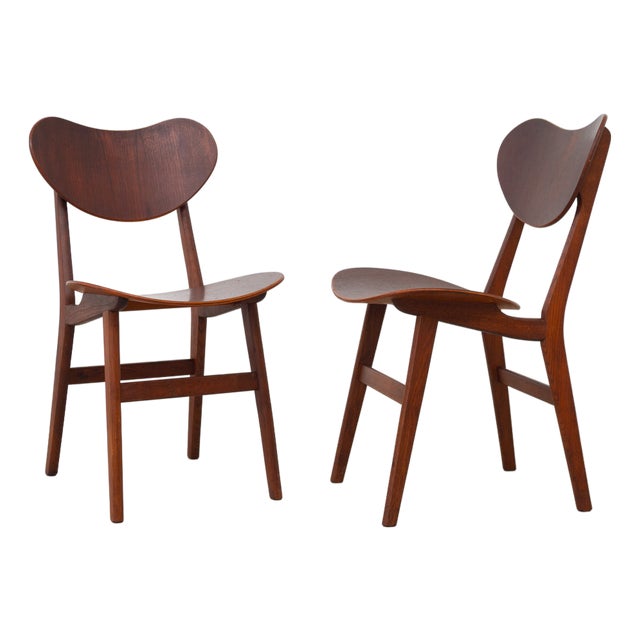 Modern Danish Oak and Teak Side Chairs, Denmark, 1960s, Set of 2 For Sale
