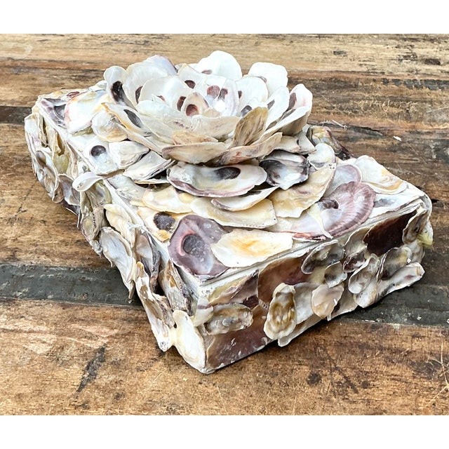 Late 20th Century Vintage Oyster Shell Encrusted Box For Sale - Image 5 of 12