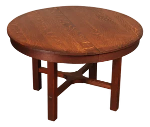 Antique L&JG Stickley Round Extendable Mission Oak Dining Table