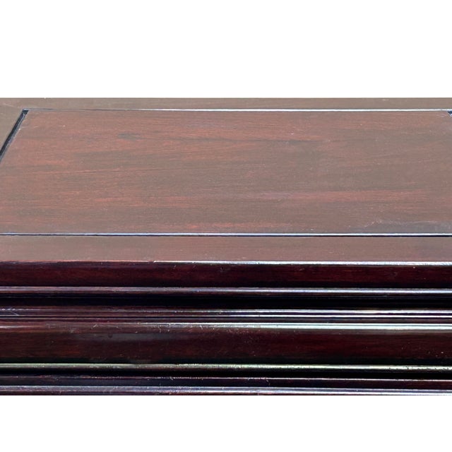 Brown Chinese Oriental Rosewood Character Motif End Table Nightstand For Sale - Image 8 of 10