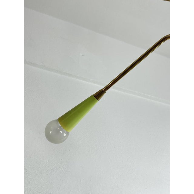 Oscar Torlasco Mid-Century 6-Light Brass Chandelier in the style of Oscar Torlasco, 1950s For Sale - Image 4 of 9