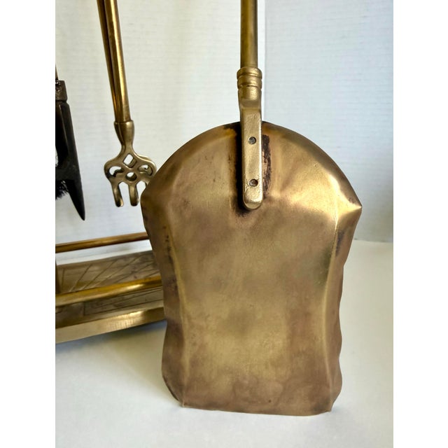 Mid-Century Brass Duck Head Fireplace Tool Set For Sale - Image 11 of 12