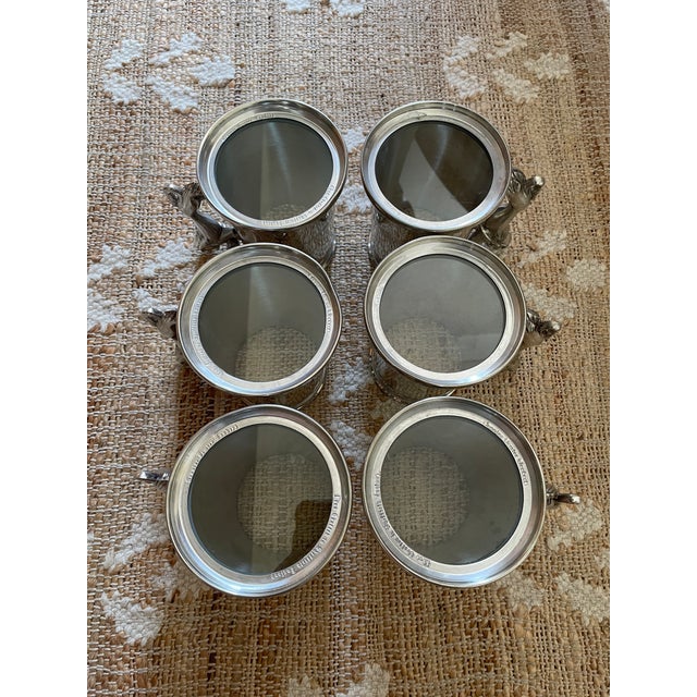 Metal 1990s Lion Handle One Pint Pewter Tankard Mugs Handmade in Sheffield England - Set of 6 For Sale - Image 7 of 12