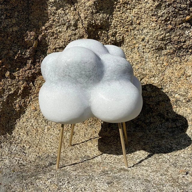 Cloud with Bronze Sticks Marble Sculpture by Tom Von Kaenel For Sale - Image 6 of 8