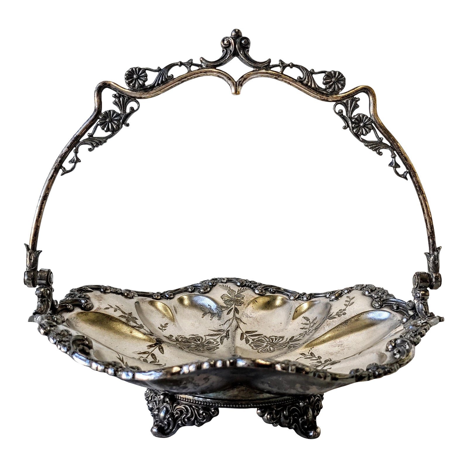 Antique Victorian Silver Plate Bride's Basket Chairish