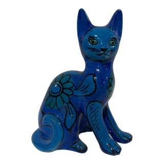 Mario Bellini Italian, Bitossi Style, Glazed Ceramic Cat Circa 1960 For Sale
