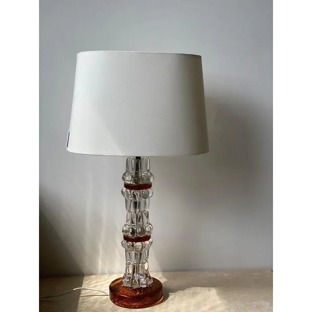 Mid-Century Modern Stacked Crystal Lamp Attributed to Orrefors, 1960s For Sale - Image 3 of 9