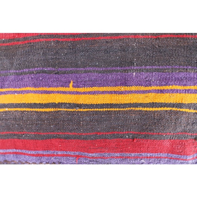 1970 Rustic Black Striped Kilim For Sale - Image 10 of 13
