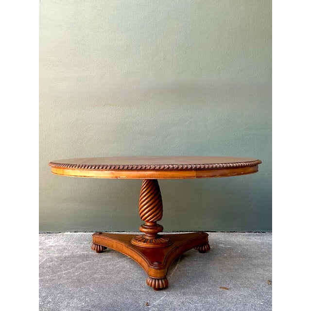 Brown Vintage Turned Wood Dining Table For Sale - Image 8 of 12