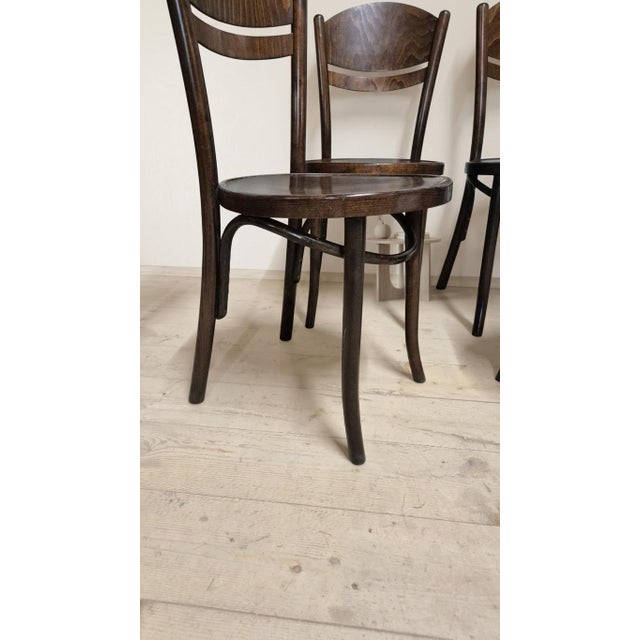 Wood Vintage Ton Wooden Dining Chairs, 1940s, Set of 4 For Sale - Image 7 of 16