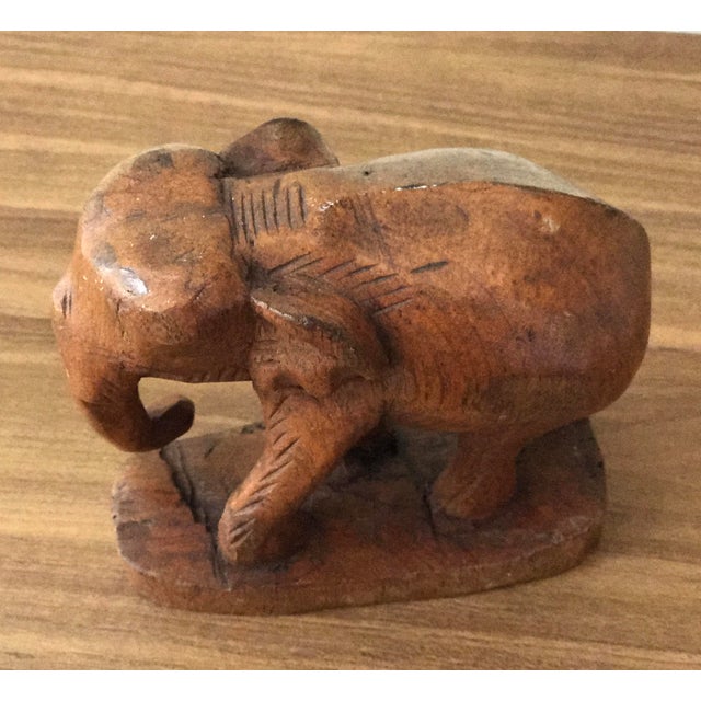 Vintage Wooden Elephant Statue Chairish