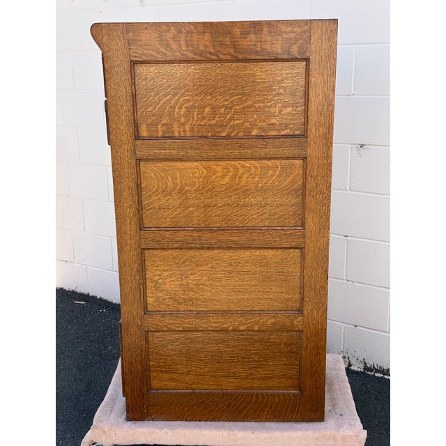 Antique Five Drawer Oak and Brass File Cabinet Yawman & Frbe MFG Co. For Sale In San Francisco - Image 6 of 18