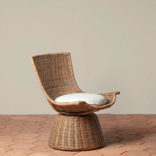 Healdsburg Small Wicker Swivel Chair For Sale In Cincinnati - Image 6 of 6