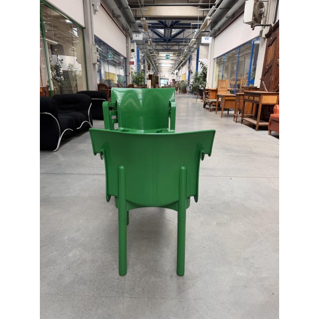1980s Model 4870 Armchairs in Green ABS by Anna Castelli Ferrieri for Kartell, 1980, Set of 4 For Sale - Image 5 of 9