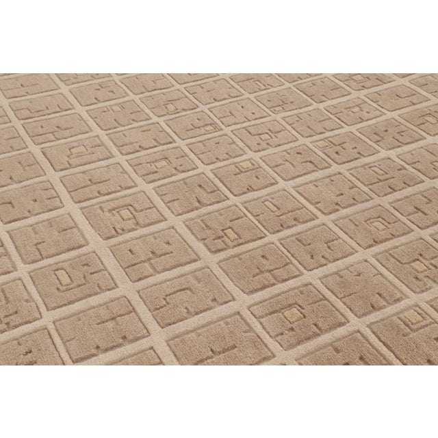Rug & Kilim Contemporary Art Deco Wool Rug in Beige Hues by Rug & Kilim, India For Sale - Image 4 of 10
