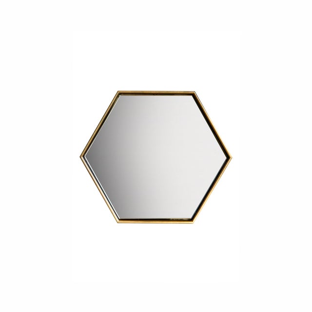 Not Yet Made - Made To Order Italian Small Hexagonal Cassiopeia Wall Mirror in Burnished Metal For Sale - Image 5 of 5