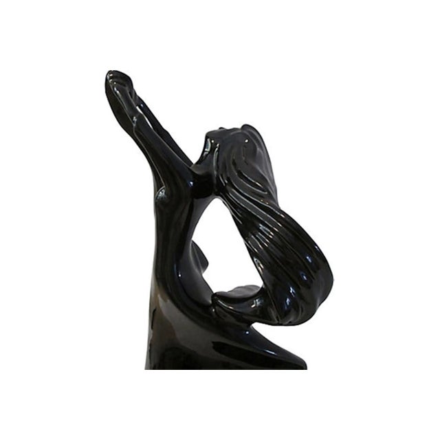 1980s Large Ebony Ceramic Flowing Dancer For Sale - Image 4 of 6
