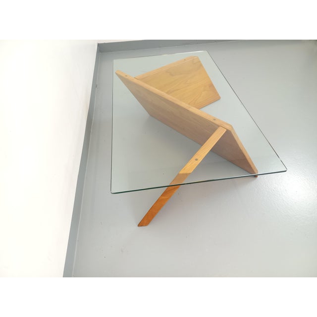 Vintage Rectangular Coffee Table in Elm and Glass, 1980s For Sale - Image 10 of 18