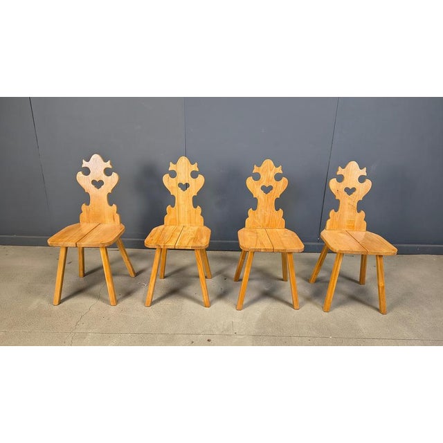Vintage Rustic Tiroler Chairs, 1960s, Set of 4 For Sale - Image 14 of 15