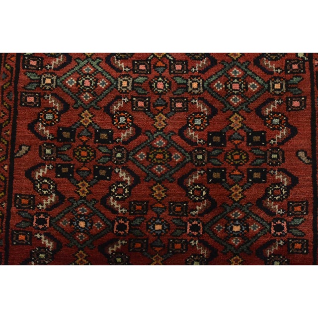 Red Hamedan Runner 2’7” X 9’4” Red Wool Vintage Tribal Hand-Knotted Rug For Sale - Image 8 of 13