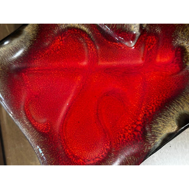 Red Vintage Red Glazed Ceramic Trinket Dish, 1960s For Sale - Image 8 of 15