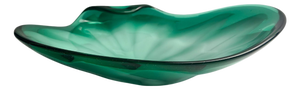 Mid-Century Modern Murano Glass Bowl in Green and White Lattimo, Italy, 1960s