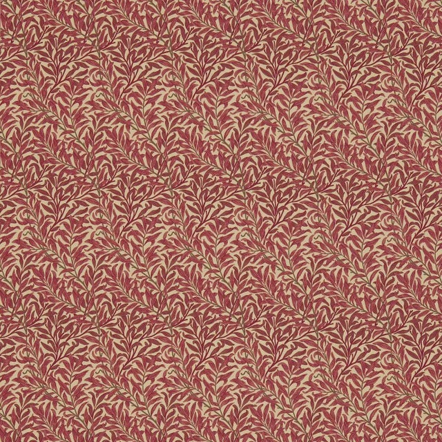 Morris & Co Willow Bough Fabric in Crimson/Manilla For Sale