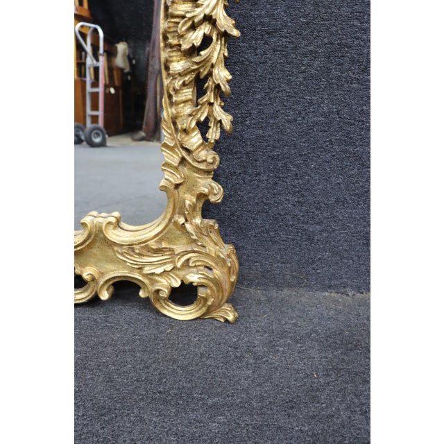 Mid 20th Century Italian Rococo Revival Hand-Carved Giltwood Wall Mirror For Sale - Image 5 of 14