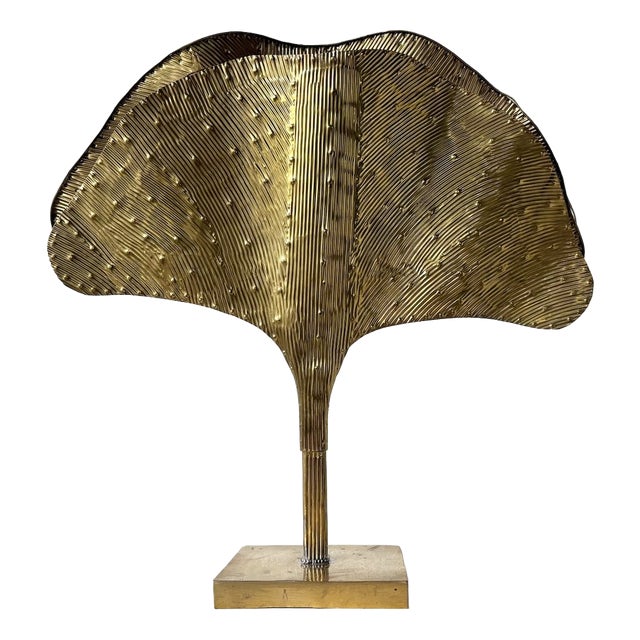 Ginkgo Lamp DLG Tommaso Barbi in Brass-Plated Metal, 2000s For Sale