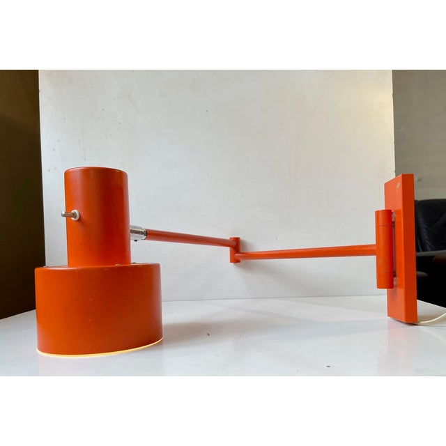 Orange Scale Swing Arm Wall Lamp by Jo Hammerborg for Fog & Mørup, 1970s For Sale - Image 10 of 14