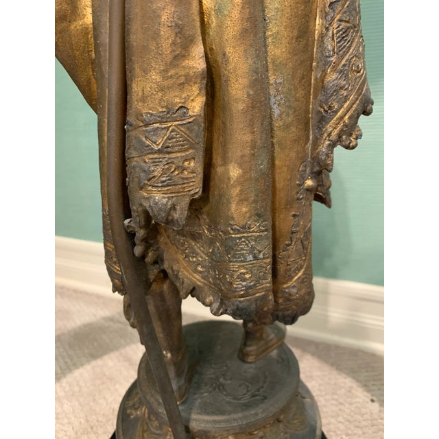 Vintage Mid 20th Century Figural Brass Lamp For Sale - Image 9 of 11