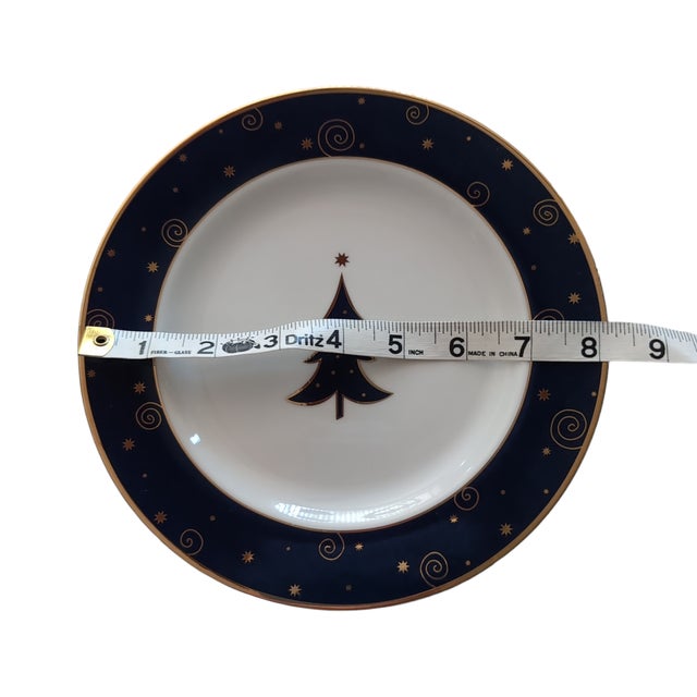 Vintage 2000 Sakura Star Light 4 Christmas Celestial Salad Dessert Plates Porcelain For Sale - Image 4 of 5