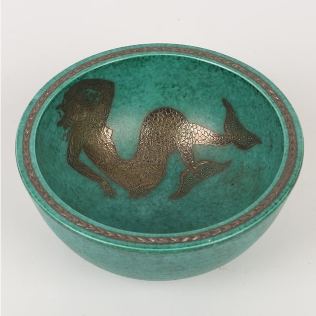 Mid-Century Modern Gustavsberg Argenta Mermaid Bowl by Wilhelm Kage For Sale - Image 3 of 9