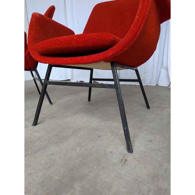 Mid-Century Red Fabric Armchairs in style of Alvin Lustig, 1970s, Set of 2 For Sale - Image 18 of 18