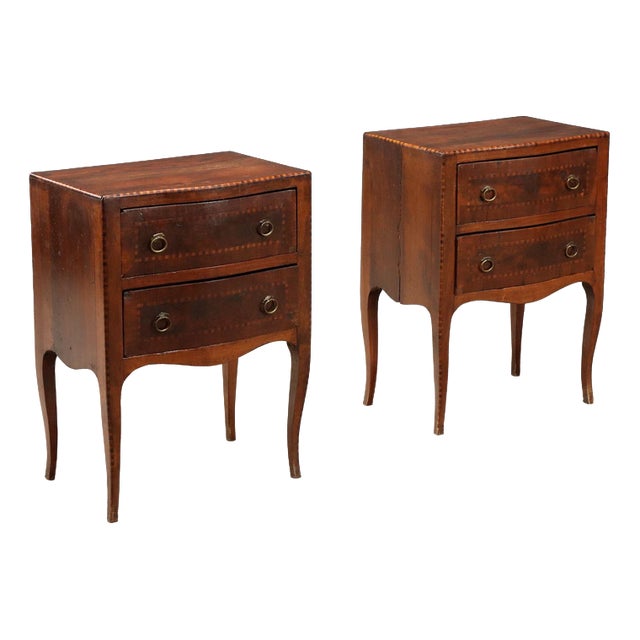 Walnut Nightstands in the style of Barocchetto, Set of 2 For Sale