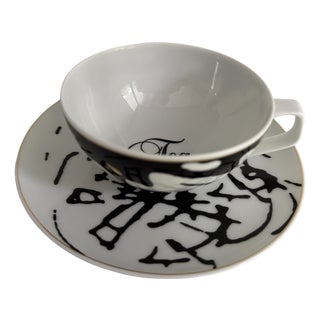 Tea Art Collectors Essentials Motif No. 6 Tea Cup and Saucer by Michael Miklas and Walter Gropius for Rosenthal Studio Linie, 1990, Set of 2 For Sale