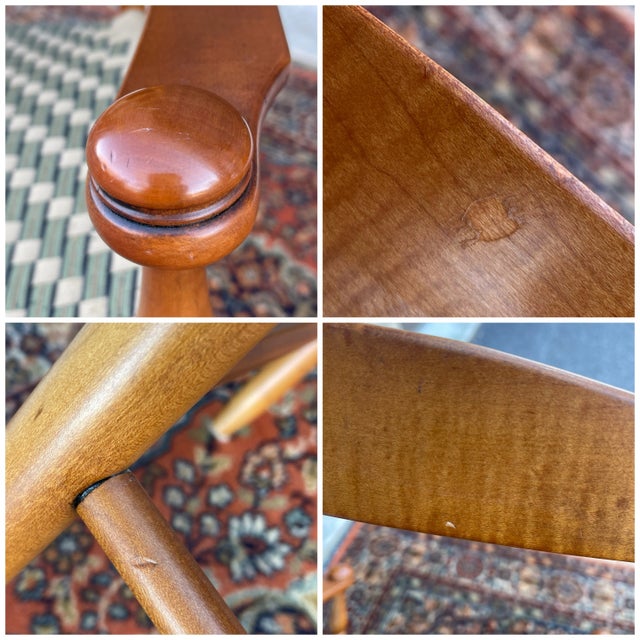 21st Century American Shaker Maple Ladder Back Arm Chair With Teal & Tan Webbing by the Shaker Shoppe of Pennsylvania For Sale - Image 10 of 11