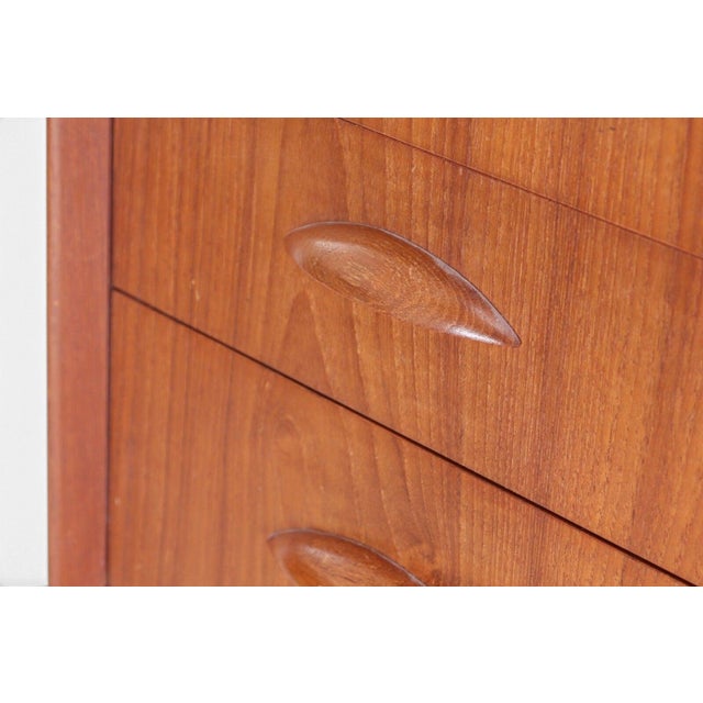 Mid 20th Century Attributed to Johannes Sorth Orange Slice Six Drawer Highboy Dresser in Teak For Sale - Image 4 of 4