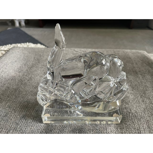 Art Deco Baccarat Crystal Grazing Deer Figurine For Sale - Image 3 of 6