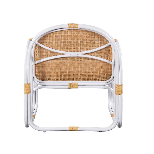 Matthew Izzo Home Latitude Mid-Century Modern White Bamboo Caned Lounge Chair For Sale - Image 4 of 6