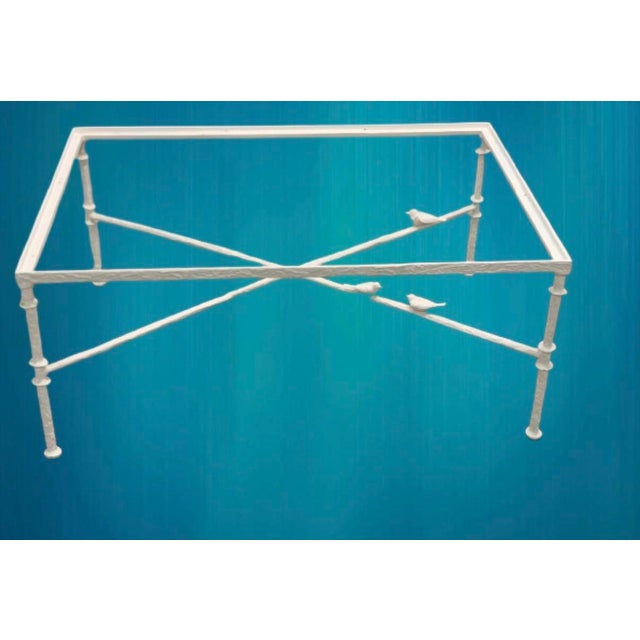 White Vintage Bronze Painted White Coffee Table With Birds Attributed to Diego Giacometti For Sale - Image 8 of 12