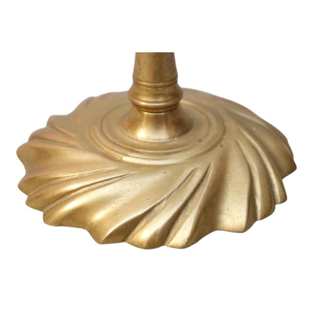 English Brass Swirl Candlestick Holders by Colonial Williamsburg, a Pair For Sale - Image 3 of 5