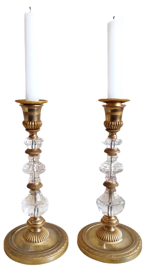 Rock Crystal and Quartz Candlesticks, 1880s, Set of 2