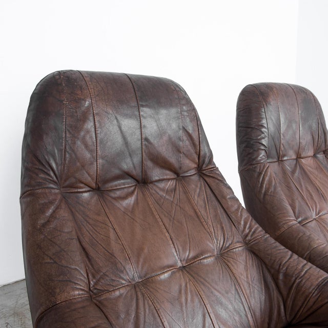 Percival Lafer Dark Brown Chrome Leather Earth Chair With Ottoman A Pair Chairish